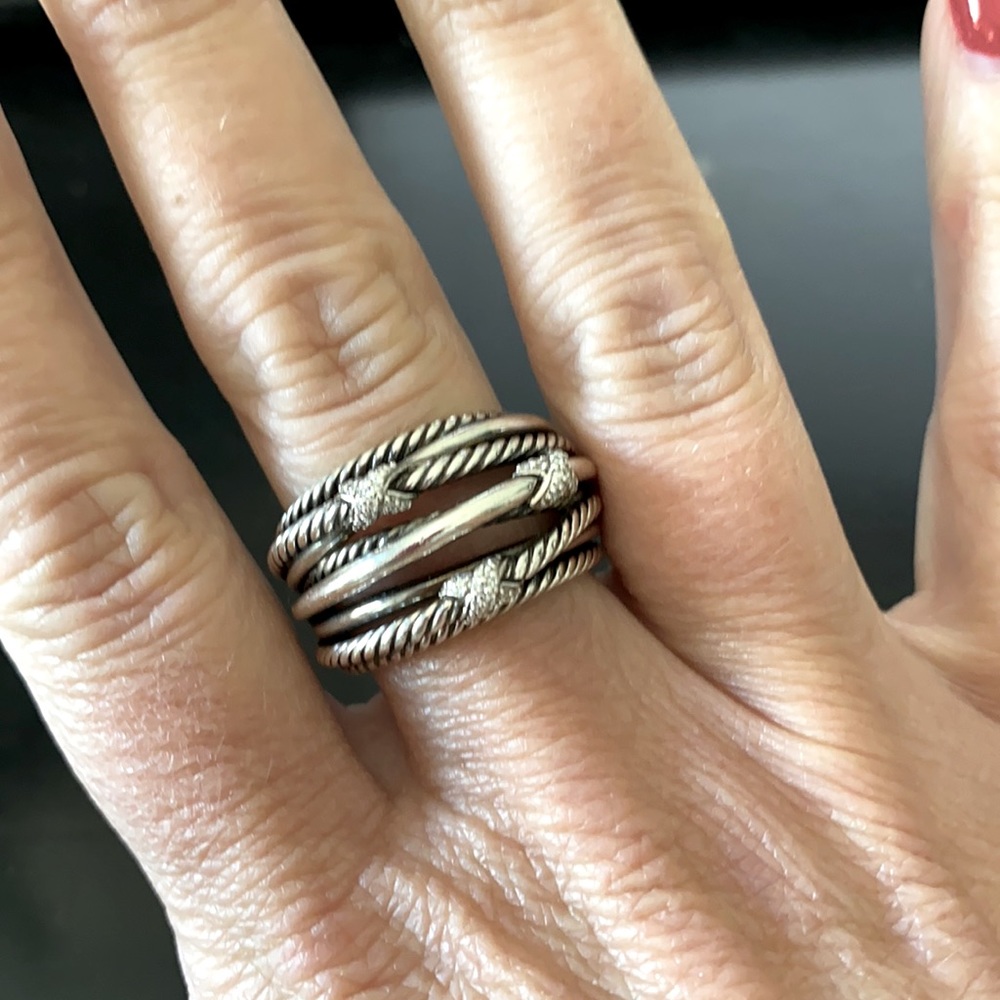 David Yurman Triple Diamond X Crossover Ring